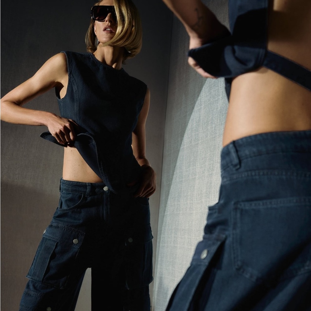 Zara Denim open back top.